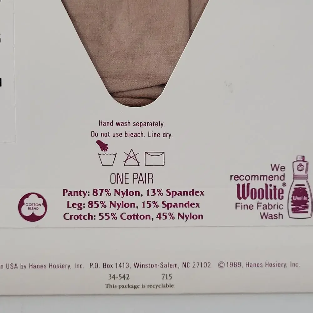 Vtg 1989 Hanes Silk Reflections Pantyhose size CD Silky Sheer Little Color #715
